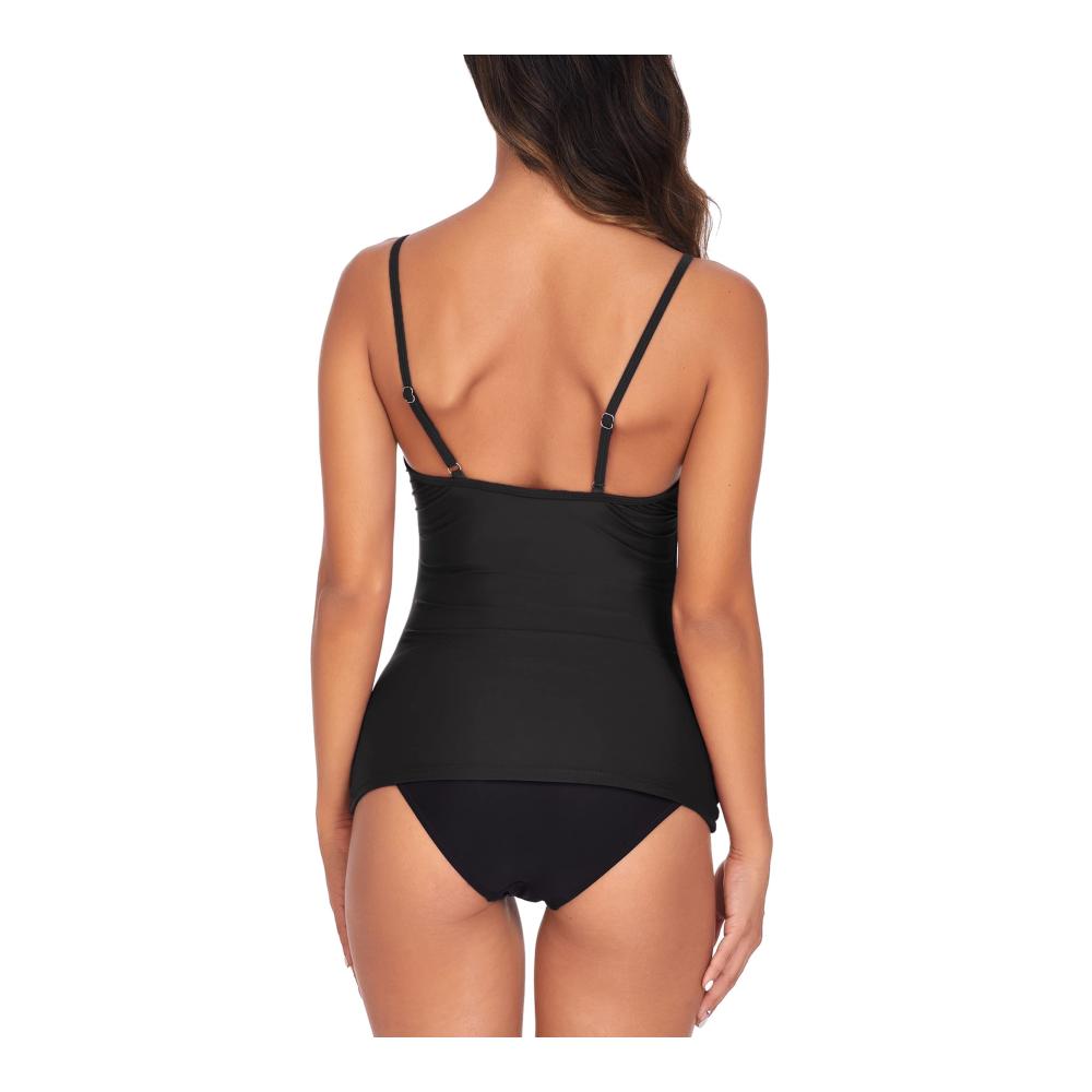 V-Ausschnitt Tankini Top für Damen | Gerafftes Badeanzugoberteil in verschiedenen Größen (S-2XL