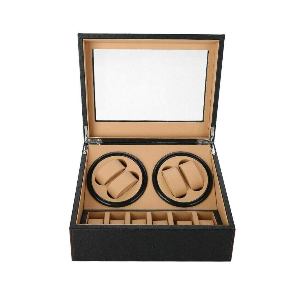 Automatischer Uhrenbeweger mit 4+6 Rotationsmodi und Transparentem Sichtfenster - Aufbewahrungsbox für Automatikuhren und Watch Winder