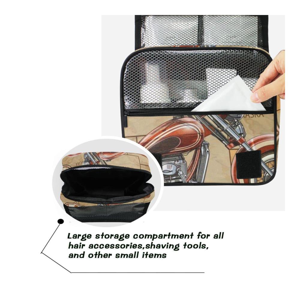 Kulturtasche Mops Praktischer Reise-Kulturbeutel für Damen und Herren – Hängende Kosmetiktasche Make-up-Aufbewahrungstasche im Route Motorrad Design – 9L X 4W X 18.5H cm ideal für unterwegs