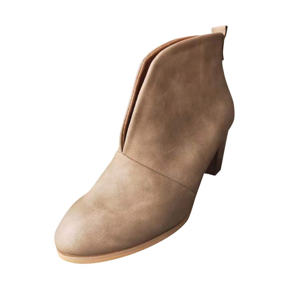 Kurze Damen Winterstiefel mit Blockabsatz - Wasserdichte Ankle Boots für den Retro-Look im Kampfsport-Style