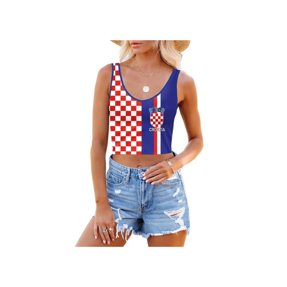 Croatia Team Supporter Vest Top - Sexy ärmelloses Cropped Tanktop für Frauen | World Cup Fashion in Rot Größe M