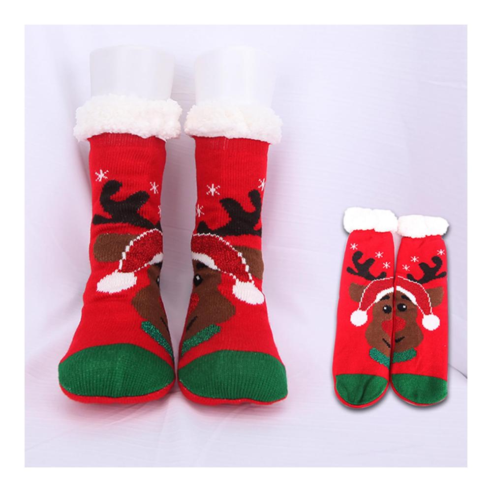 Flauschige Weihnachtssocken Warme Damen Fuzzy Socks mit Anti-Rutsch-Noppen – Kuschelsocken für den Winter 1 Paar Hüttensocken Ideale Wintersocken