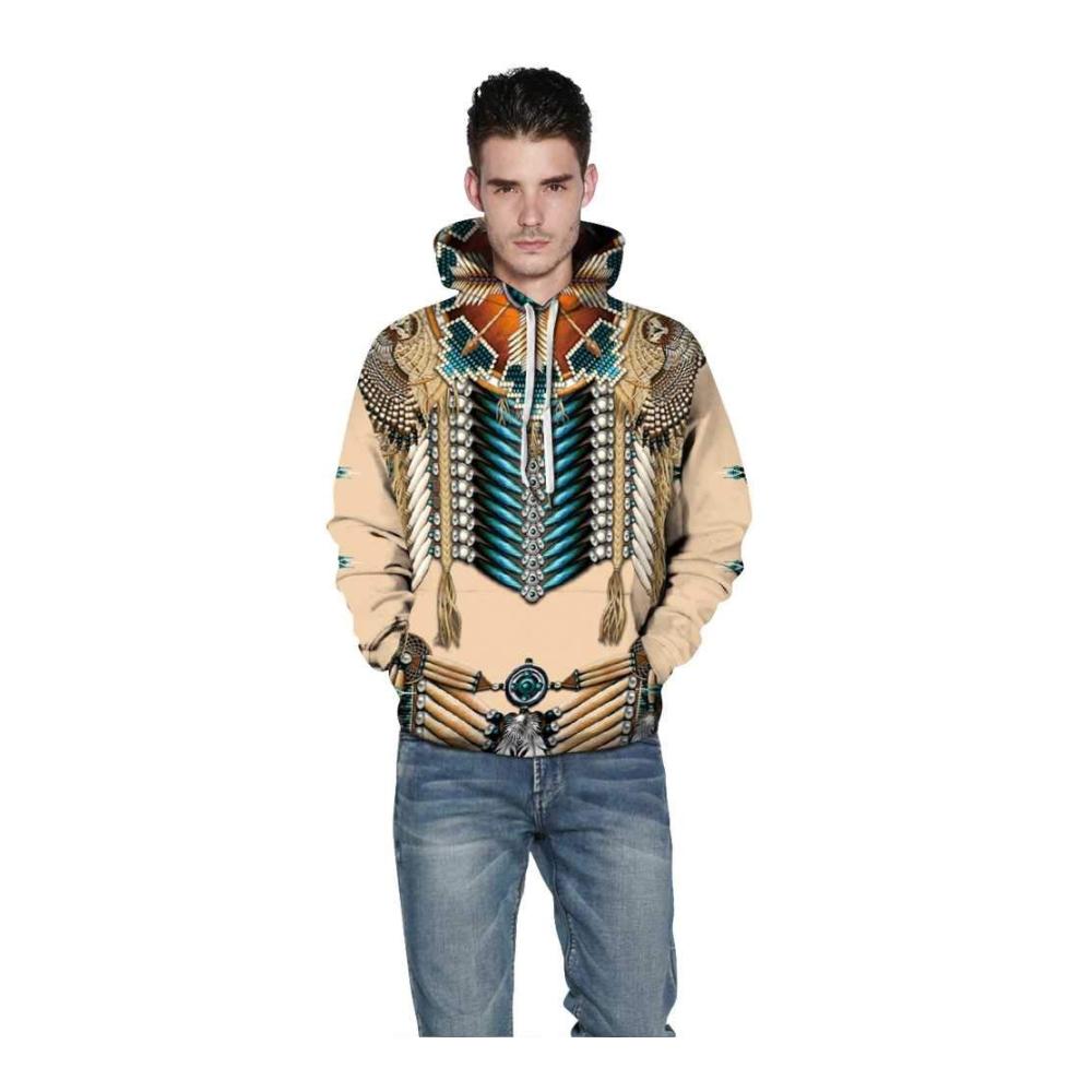 3D Printed Indian Style Unisex Hoodie for Couples - Long Sleeve Sweatshirt with Pockets 419