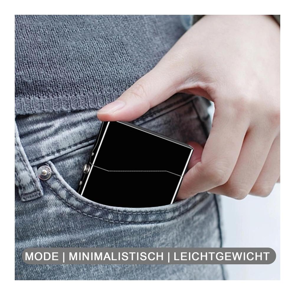 Metall Zigarettenetui - Schlank leicht und tragbar für 10 Zigaretten (100mm) mit Druckknopf-Verschluss ideal für Männer und Frauen (eisenhaltig