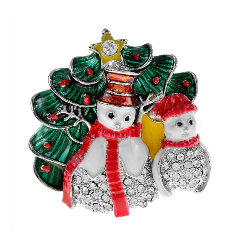 Weihnachts-Brosche mit Schneemann-Motiv - Emaillierte Damen Brosche für Kleidung und Pullover - Weihnachtsaccessoires Broschen & Anstecknadeln (Größe ORO