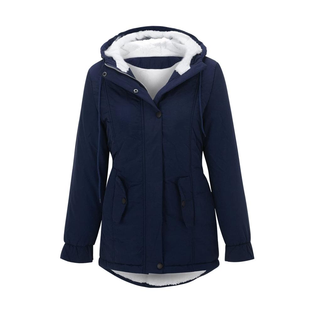 Schwarzer Damen Wintermantel RYTEJFES - Lang und Warm mit Fell Winterjacke im Sale für Damen in Großen Größen - Gefütterter Damenmantel Winterparka Übergangsjacke Kapuzenjacke
