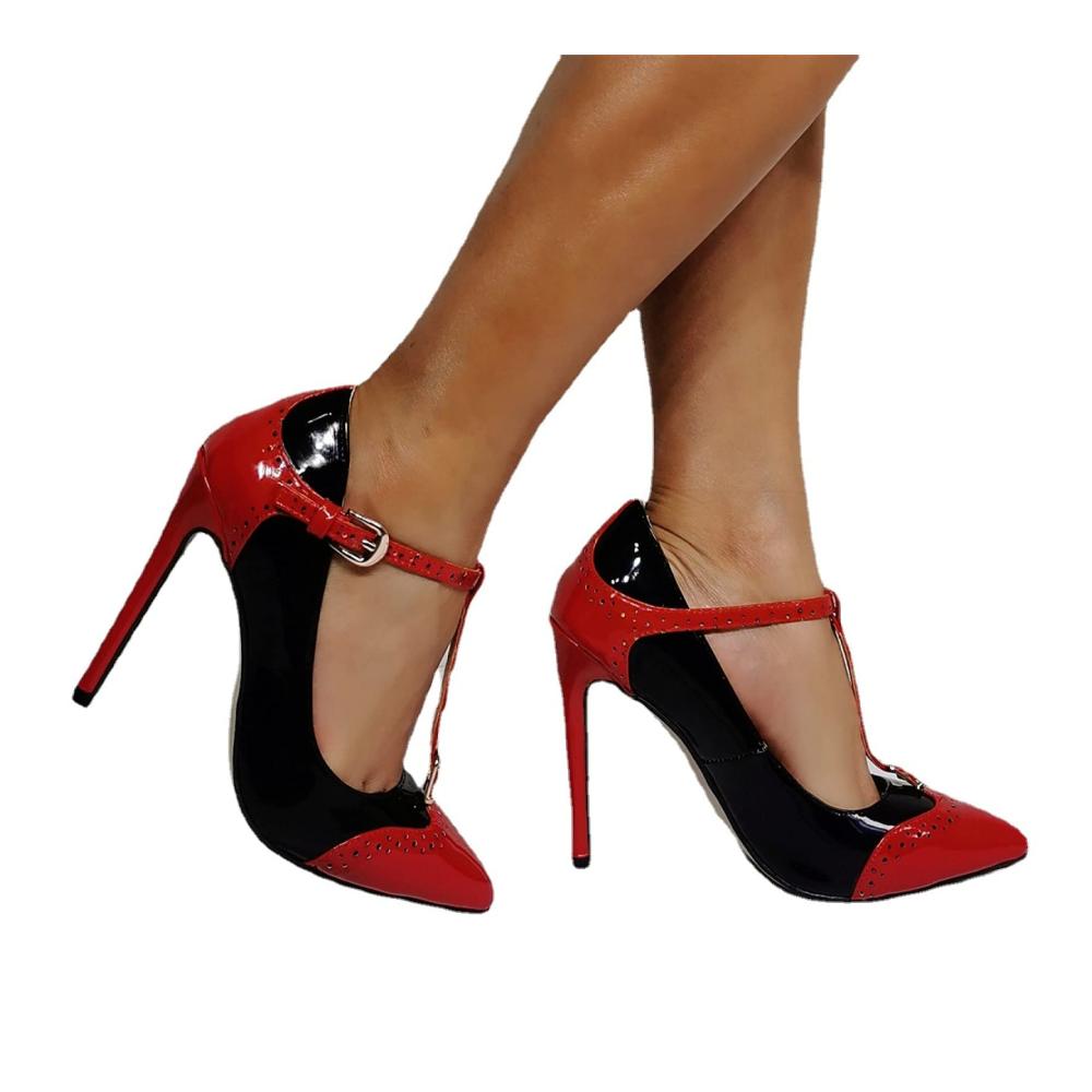 Stiletto Damenpumps Schwarze High Heels mit 13 cm Absatz Spitzenschuhe in Größe 37