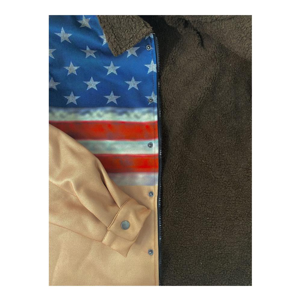 Herren Sherpa Gefütterte Baumwolljacke mit Pelz Halsband - Western Style Trucker Jacke Kariertes Muster Winterwarme Oberbekleidung