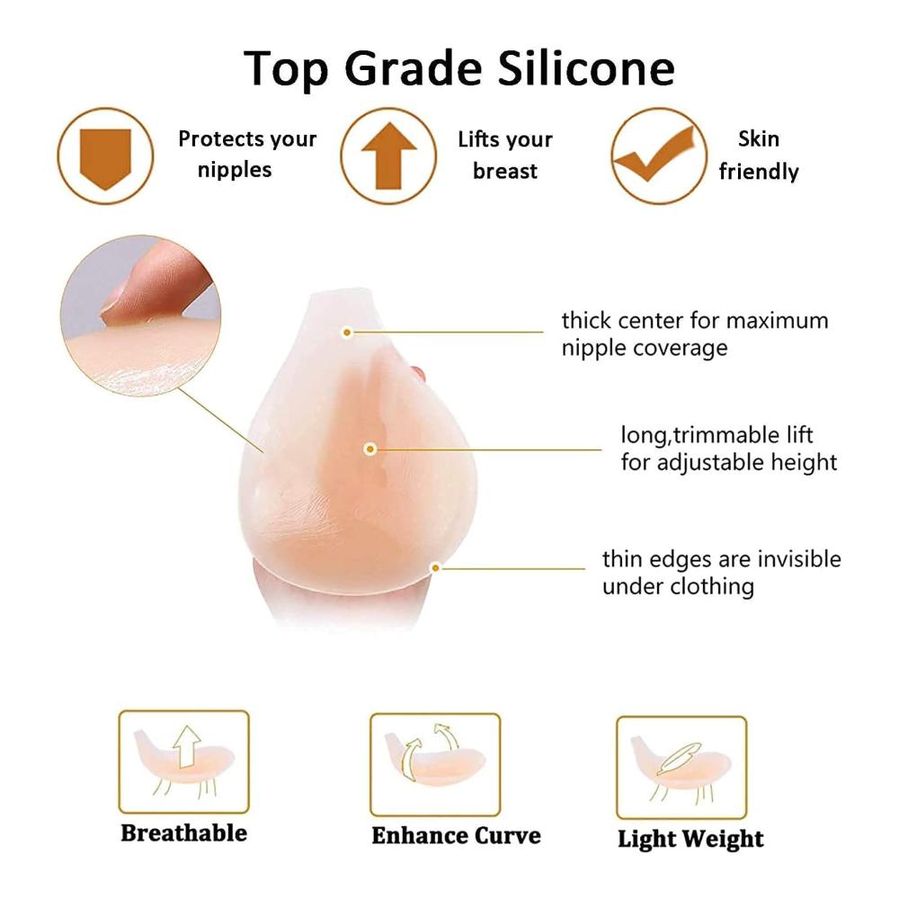 Silikon-BH mit Unsichtbar-Träger Selbstklebend & Wiederverwendbar Push-Up-Effekt Rückenfrei Nippel Cover - Ideal für unsichtbaren Halt
