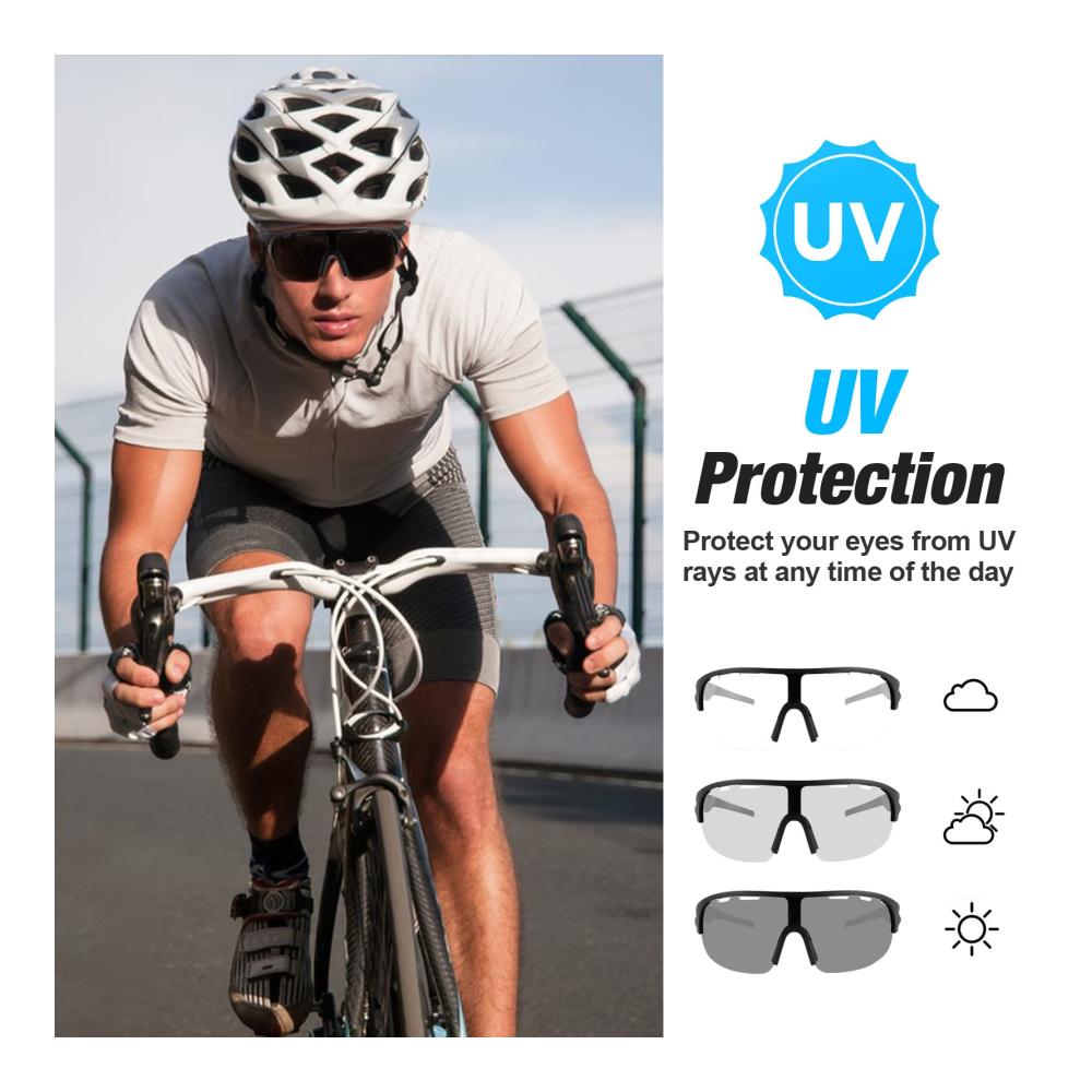 Fahrrad-Sonnenbrille Selbsttönend Polarisiert Winddicht - UV400 Schutz für Herren und Damen