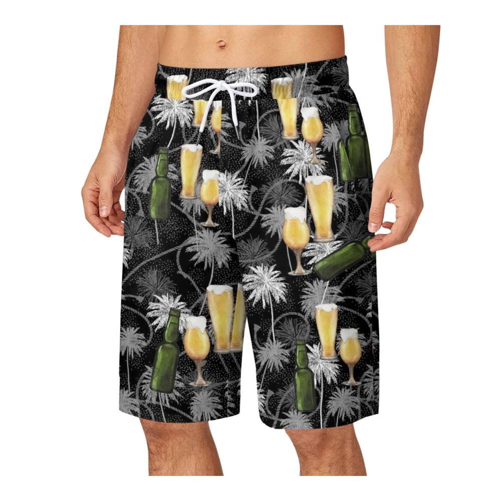 Herren Badeshorts Sommerliche Plus Size Strandhose mit Kordelzug Tasche und sportlichem Design