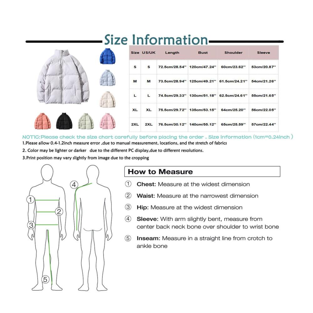 Herren Plus Size Daunenjacke Warme Baumwolljacke für den Winter – Perfekt für Wandern und kaltes Wetter