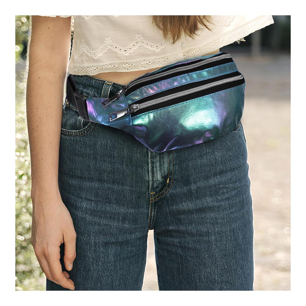 Holografisches Damen Hüfttaschen-Set | Glänzende Gürteltasche mit Verstellbarem Gürtel | Modische Hüftgürteltaschen für Damen