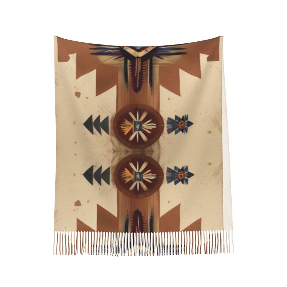 AthuAh Unisex Winterschal - Weich Warm Bequem mit Indianer-Muster Schwarz Einheitsgröße