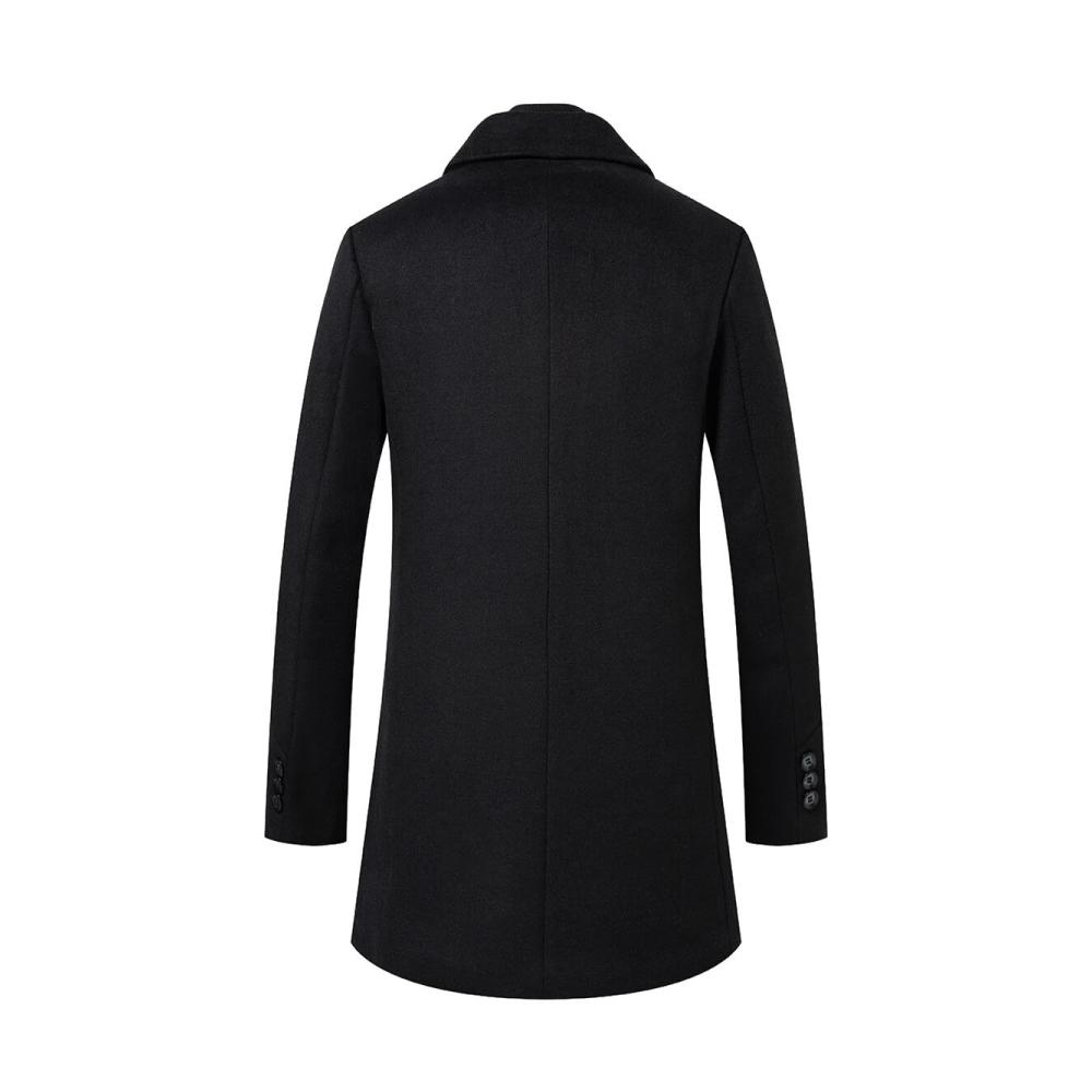 Herren Wollmantel Warmer Trenchcoat mit Abnehmbarem Windschutz