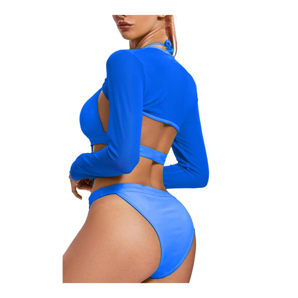EVELUST Damen Badeanzüge Festival Neon Body Crop Top Lange Mesh Shrug mit Schnalle Club Party 2 Stück Set - Rave Outfits mit Stil und Eleganz