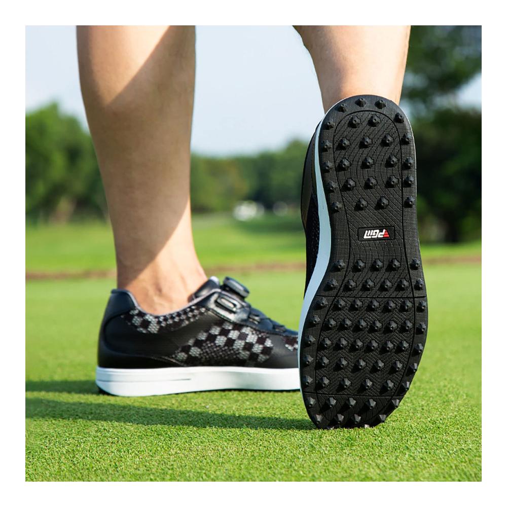 Golfschuhe Herren - Profi Golf-Sport-Sneaker Schwarz Atmungsaktiv mit Mesh-Obermaterial 6.5UK Walking Shoes Outdoor Shoe Large Black Golf Boots