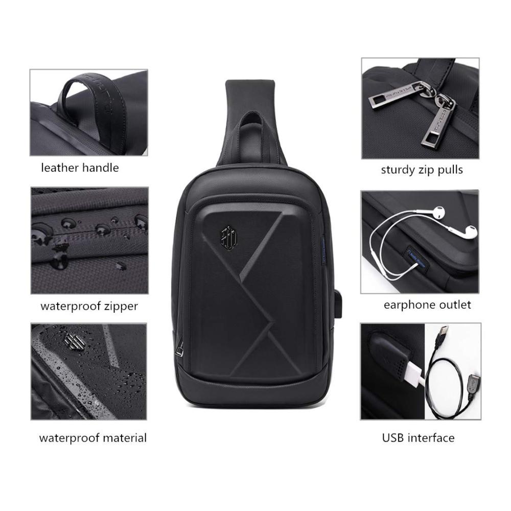 Arctic Hunter Herren Tagesrucksack - Wasserdichte Messenger Schultertasche in Schwarz Kleiner Crossbody Rucksack für den modernen Lifestyle