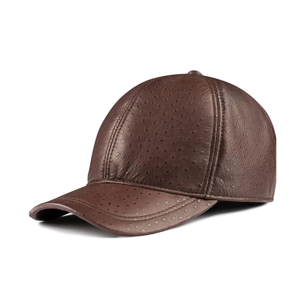 Braune Baseballkappe aus Echtem Leder – Verstellbare Outdoor-Mütze mit Schaffell-Finish und Snapback-Verschluss – Hochwertiger Papa Hut Individuell Einstellbar