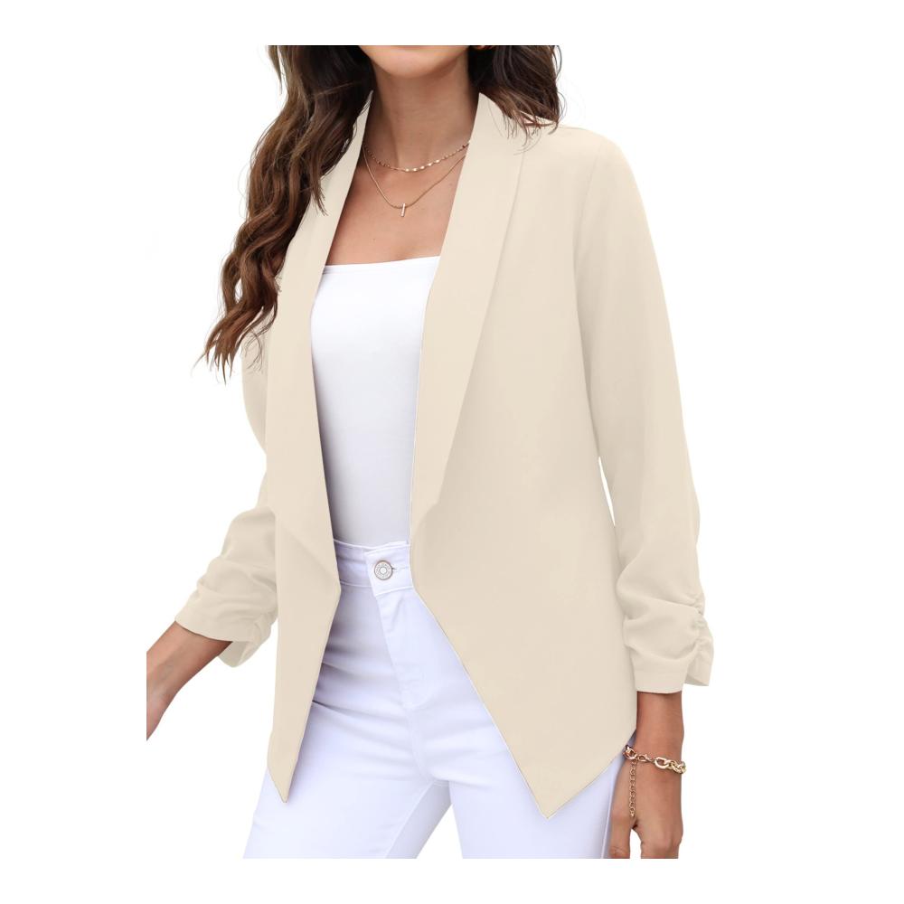 Sommerlicher Damen Blazer mit 3/4 Arm und Gerüschten Ärmeln - Ideal für Business Büro und Festliche Anlässe