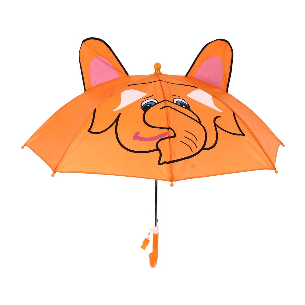 Bunter Cartoon-Tier Regenschirm für Mädchen - Leichter und Einfach zu Benutzen - Ideal für regnerische Tage - 23.03 x 30.31in - Orange