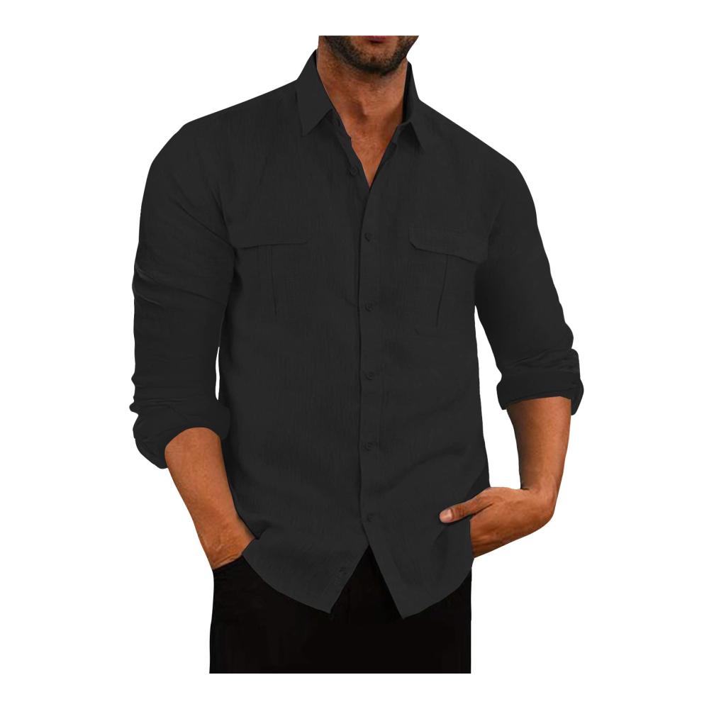 AUDATE Herren Freizeithemd - Bequemes Baumwollehemd in Regular Fit für Lässigkeit mit Langarm und Button-Verschluss - Ideal für den perfekten Beach-Look