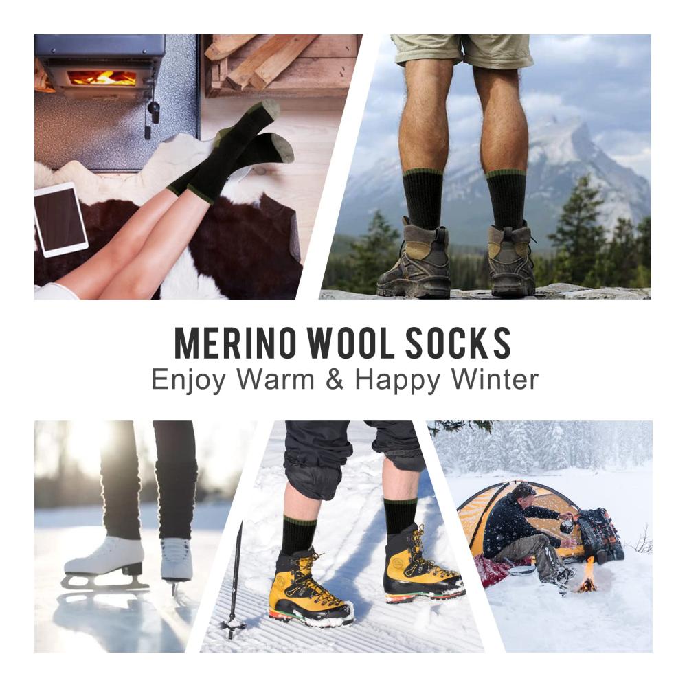 3 Paar Merino-Woll-Wandersocken für Herren & Damen - Thermosocken für Outdoor-Sport