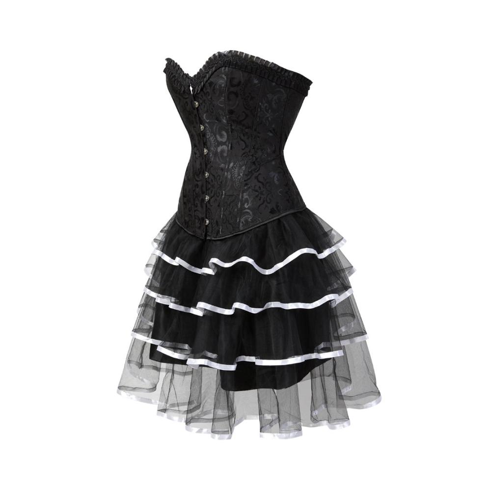 Damen-Korsett mit Stahlstäbchen langem Tüllrock - Weiß Größe 14-16 | Elegantes Korsagen & Bustiers Set
