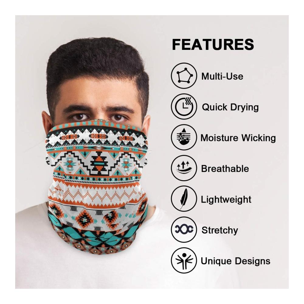 Multifunktionstuch Schals XIXIKO Tribal Ethno Aztec Geometrisches Design | Bandana Gesichtsmaske für Damen/Herren | UV-Schutz | Outdoor Sport Wandern Staubabweisend