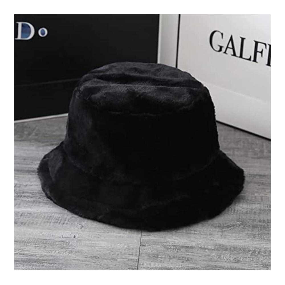 Winter Fischerhut aus Kunstpelz für Damen - Elegant Warm und Weich | Flauschige Eimermütze für Hochzeit Kirche und Outdoor-Aktivitäten