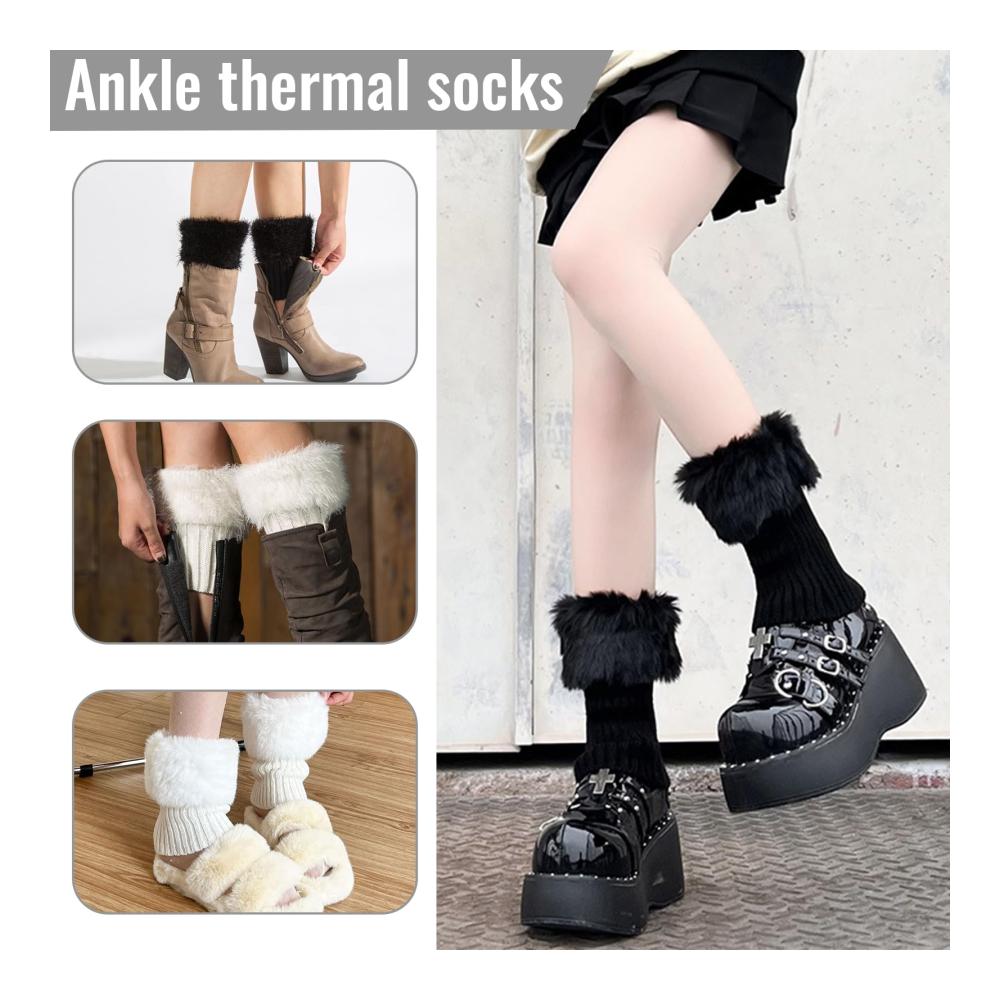 Warme Damen Stulpen 2 Stück - Fußlose Kniestrümpfe Legwarmers Gestrickte Beinwärmer - Ideal für Winter mit Hoher Qualität und Stil (Weiß Schwarz