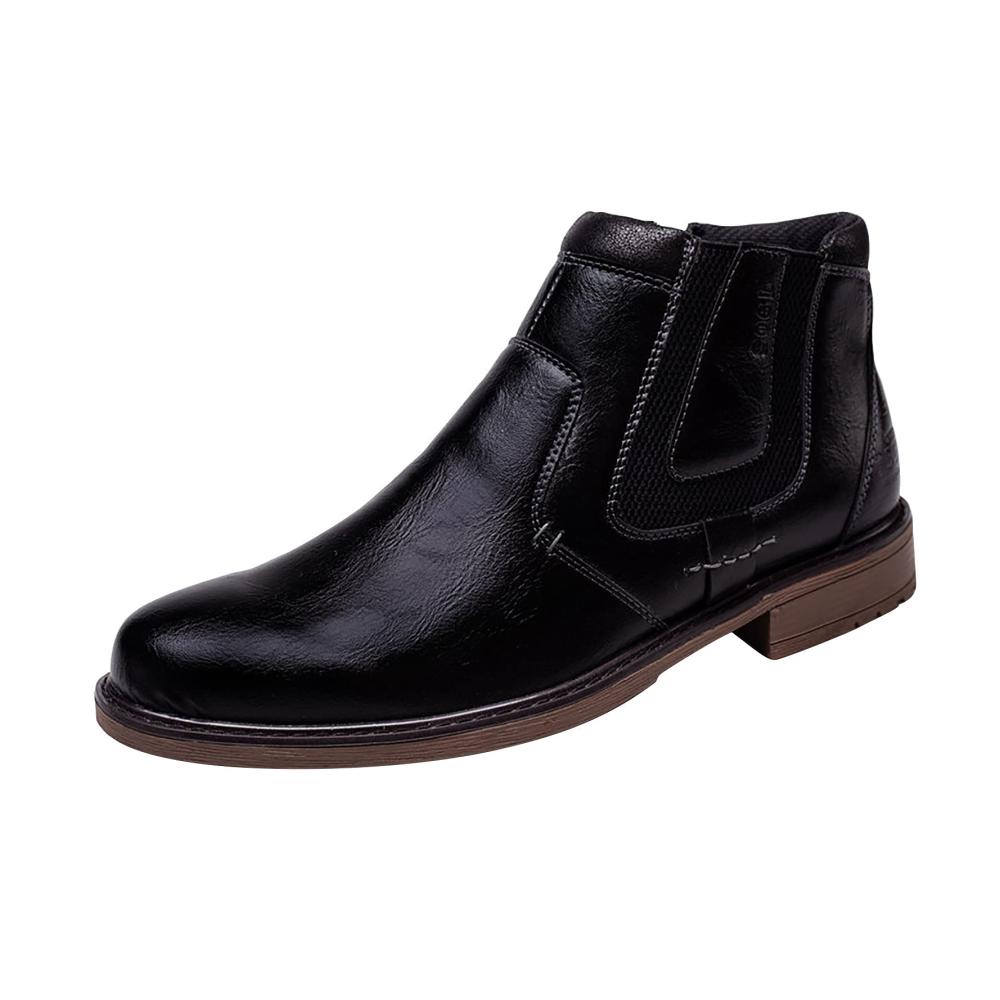 Herren Echtleder Vintage Chelsea Stiefel | Reißverschluss Stiefeletten mit Brogue Details | Pointed Toe Slip-On Lederstiefel | Anti-Slip Ankle Boots