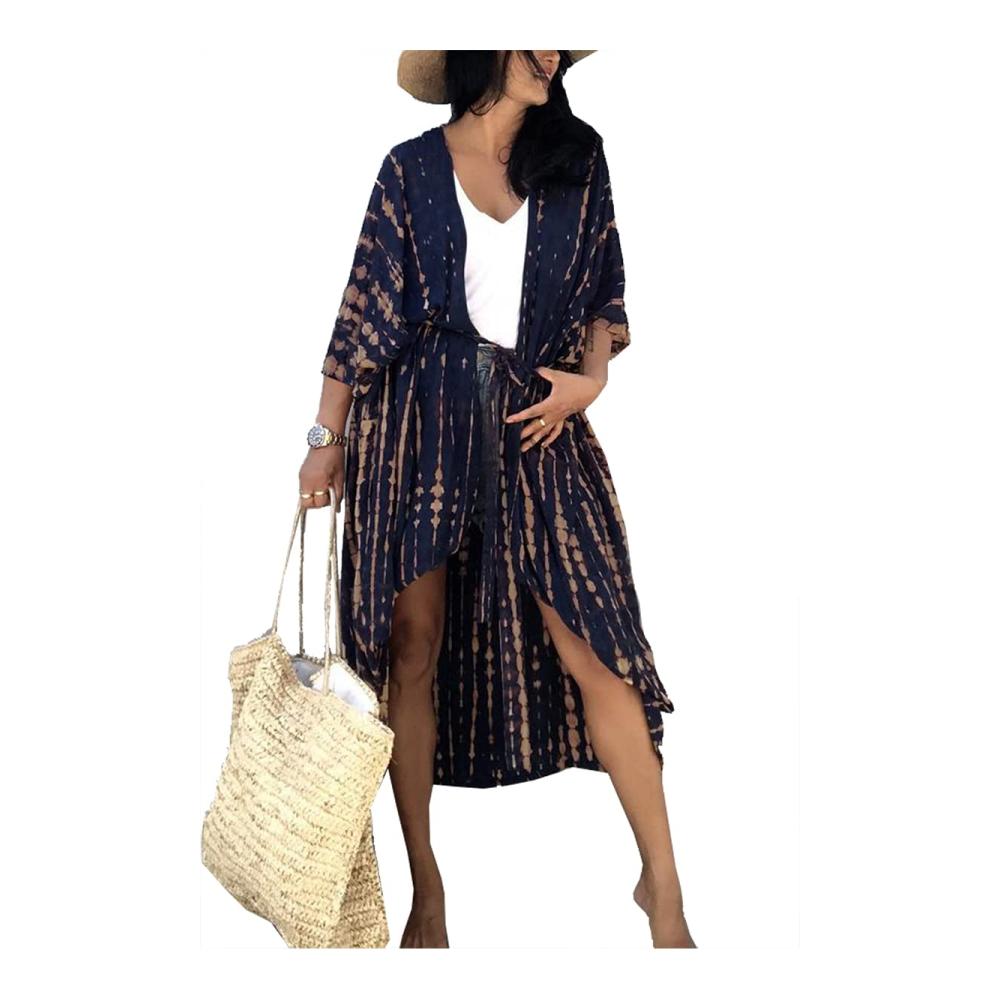 L-Peach Damen Pareos & Strandkleider Boho Kimono Lange Strickjacke - Vielseitige Loungewear Übergröße Kaftan Strandkleid für stilvolle Vertuschung und Entspannung