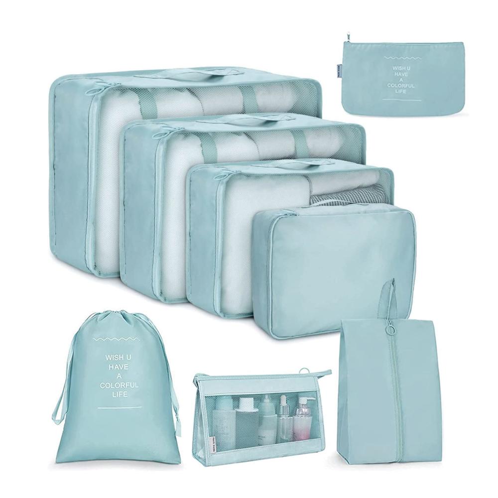 8-teiliges Kofferorganizer-Set Wasserfeste Packwürfel mit Kosmetik- und Schuhbeuteln