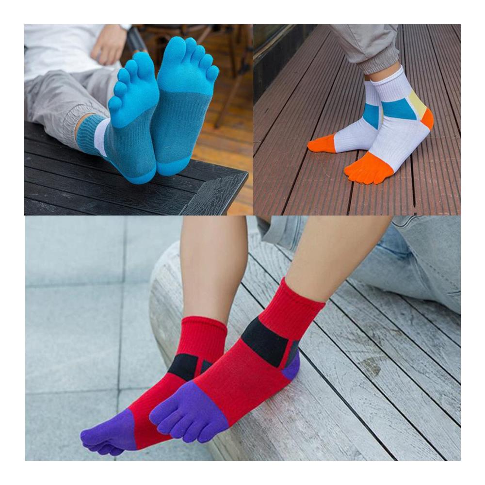 Fünf-Finger-Zehensocken für Herren | 5 Paar Baumwollsocken für Sport und Laufen | Atmungsaktive Zehensocken EU 39-44