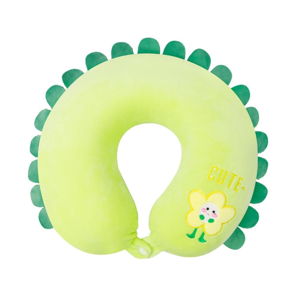 Ergonomisches U-Form Nackenkissen mit Cartoon Design Memory Foam für Reisen - Leicht und Grün