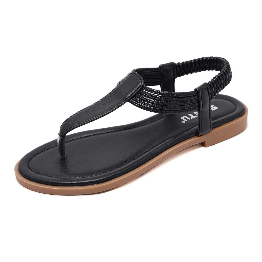 Sommerliche Damen Zehentrenner mit Strass Flache Riemchensandalen