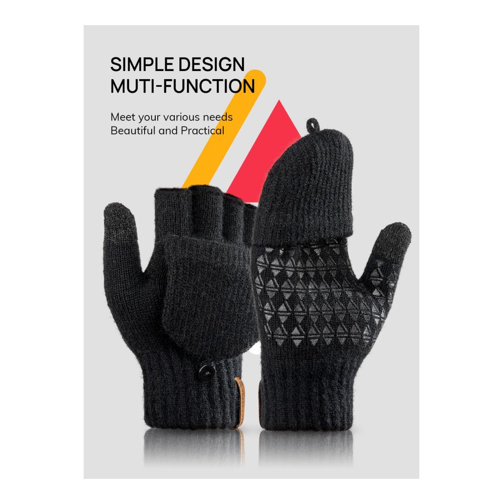 Winterhandschuhe für Herren und Damen - Touchscreen-fähige Strickhandschuhe für Laufen Fahren und Wandern (1 Paar