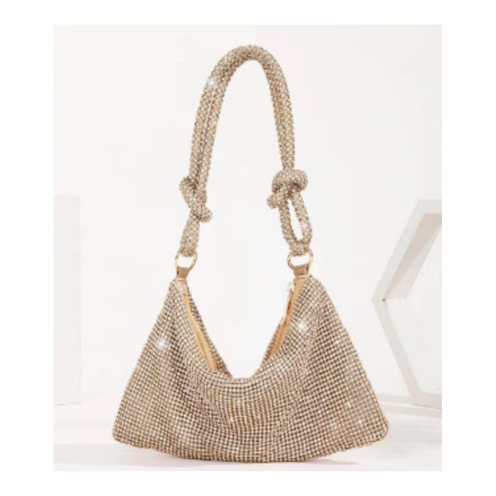 Diamant-verzierte Rucksackhandtasche mit Ziegelknoten und Metallakzenten