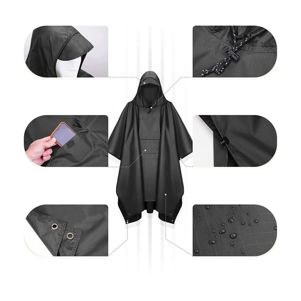 Outdoor-Regenbekleidung Wasserdichter Unisex-Regenponcho mit Kapuze Tasche ideal für Wandern Camping und Notfälle