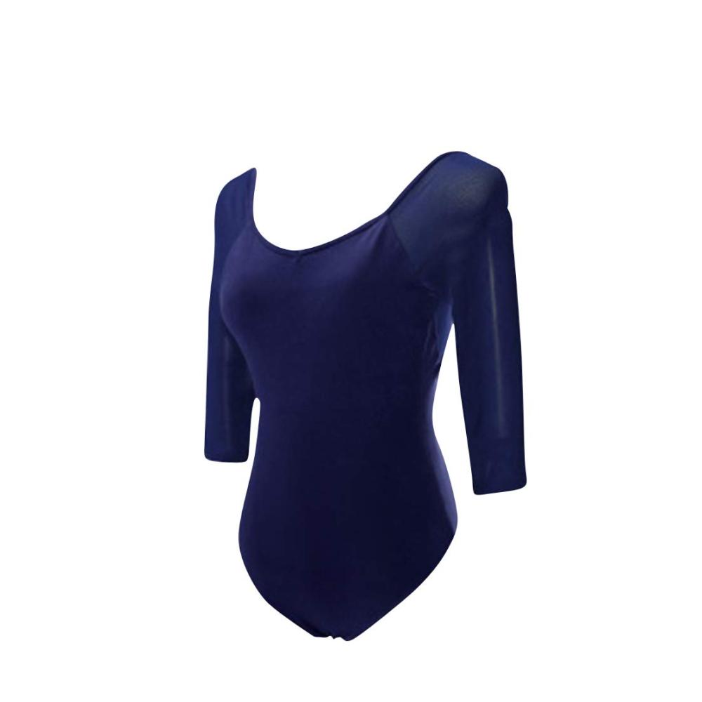 Mesh Ballett Trikot Damen Spitze 7/8 Ärmel Gymnastik Tanzbody Slim Fit