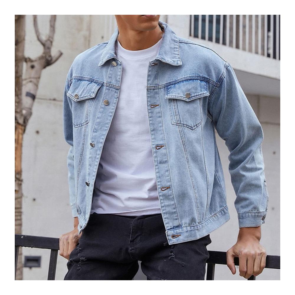 Herren Jeansjacke - Stylischer Langarm Jeans Mantel mit Umlegekragen für Streetwear-Liebhaber
