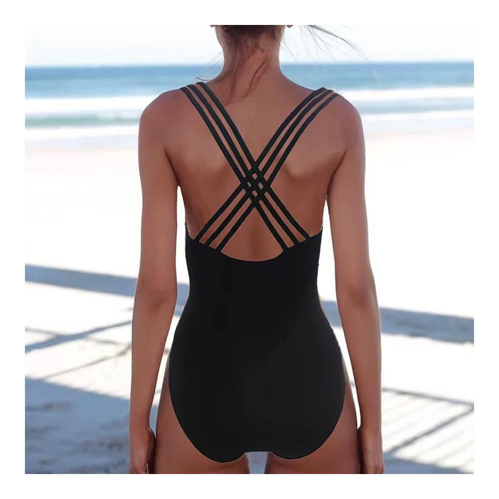 Monokini Damen Badeanzug | Figurformender Einteiler für Damen | Bauchweg Schlankheits Badeanzug mit Shaping Effekt | Schwarzer Sportlicher Monokini für Damen | Modischer Damen Badeanzug | Schlankheits Bademode für Damen