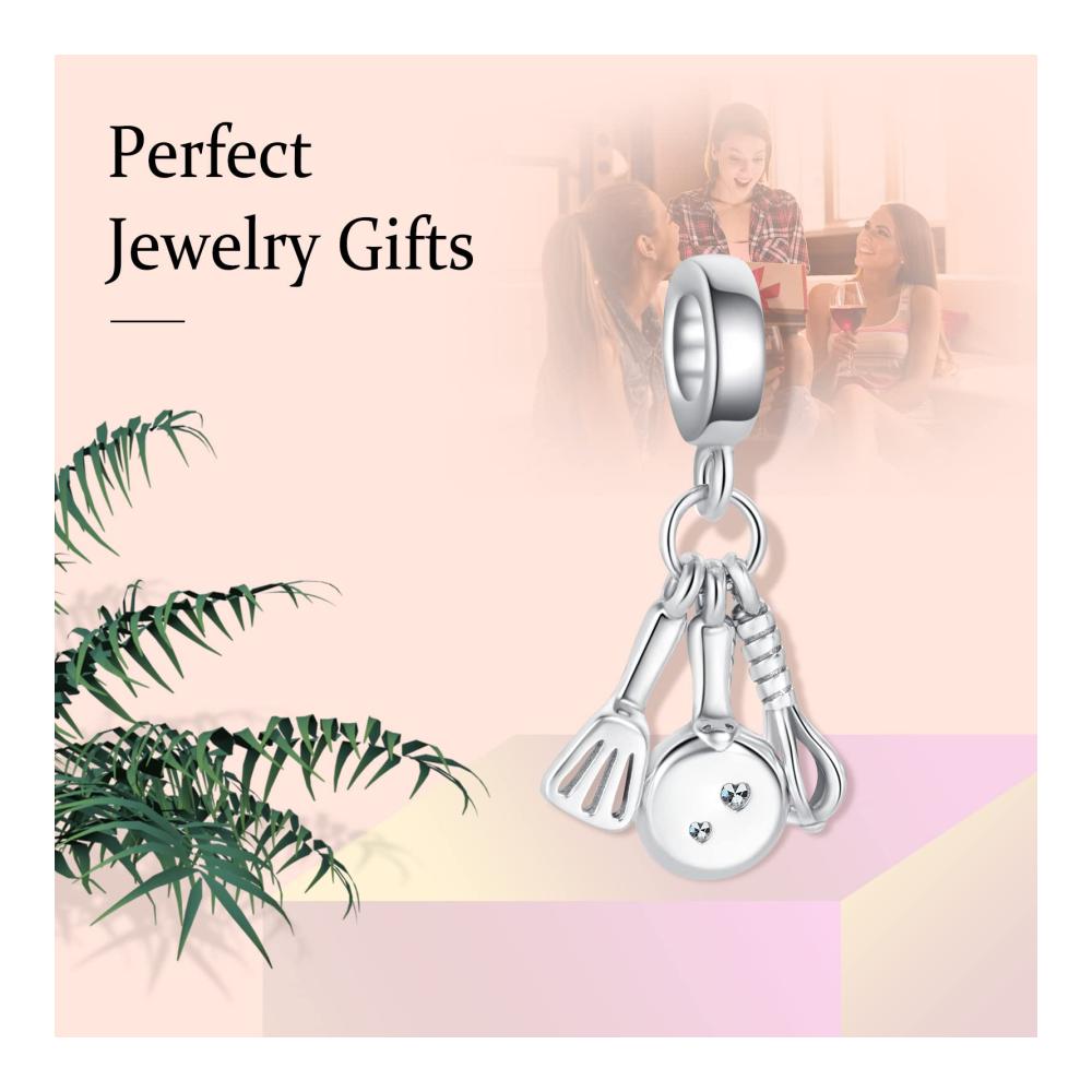 925 Sterling Silber Bead Charms Set - Pizza Bubble Tea Halloween & Geburtstag Geschenke für Frauen & Mädchen - Passend für Armbänder