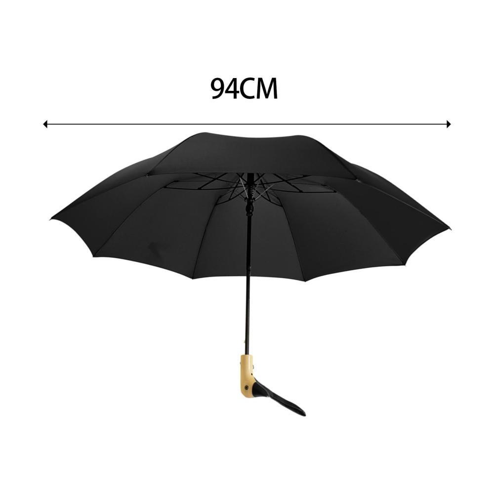 Entengriff Stockschirm Faltbarer Sonnenschutz-Regenschirm für Rucksackreisen Sommer und Angeln – Schwarz