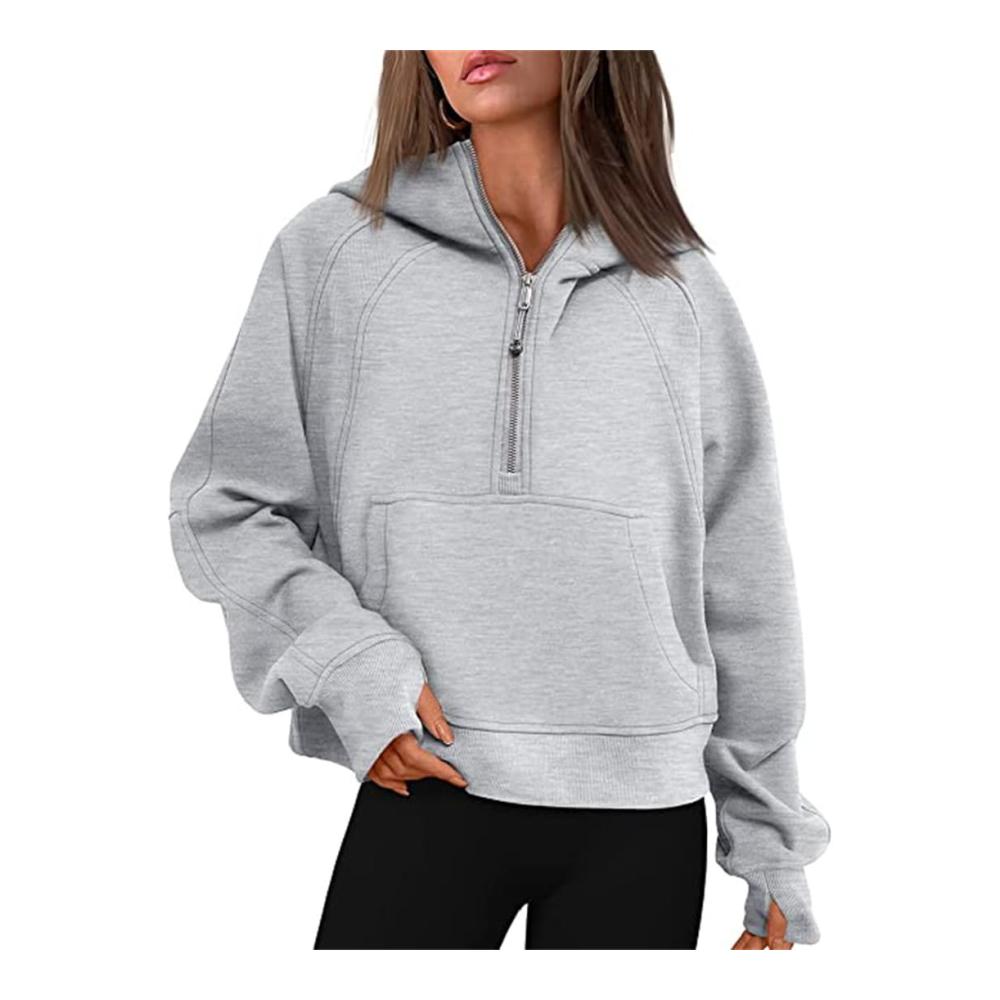 Damen Kapuzenpullover Langarm Winter Hoodie mit Taschen - Stilvoller und Warmer Einfarbiger Sweatshirt-Mantel für Freizeitmode