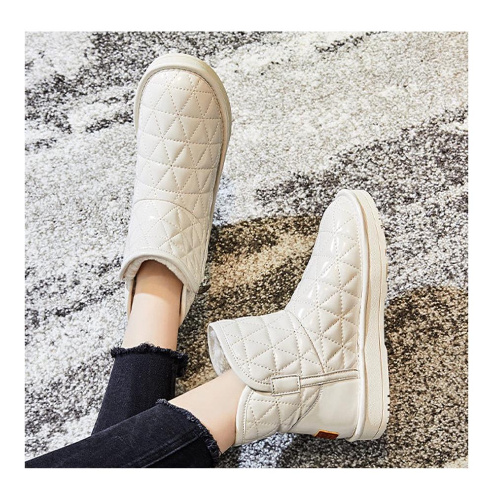 Warme Damen Kletterschuhe mit Thermofutter | Beige Schneestiefel für den Winter | Bequeme Anti-Rutsch Wanderschuhe in Größe 38