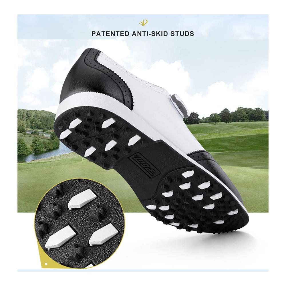 Herren Golfschuhe Wasserdicht Rutschfest & Stilvoll - Schwarze Spikeless Golf Sneakers mit Lace System Perfekt für Business & Outdoor Training (Größe 7 US