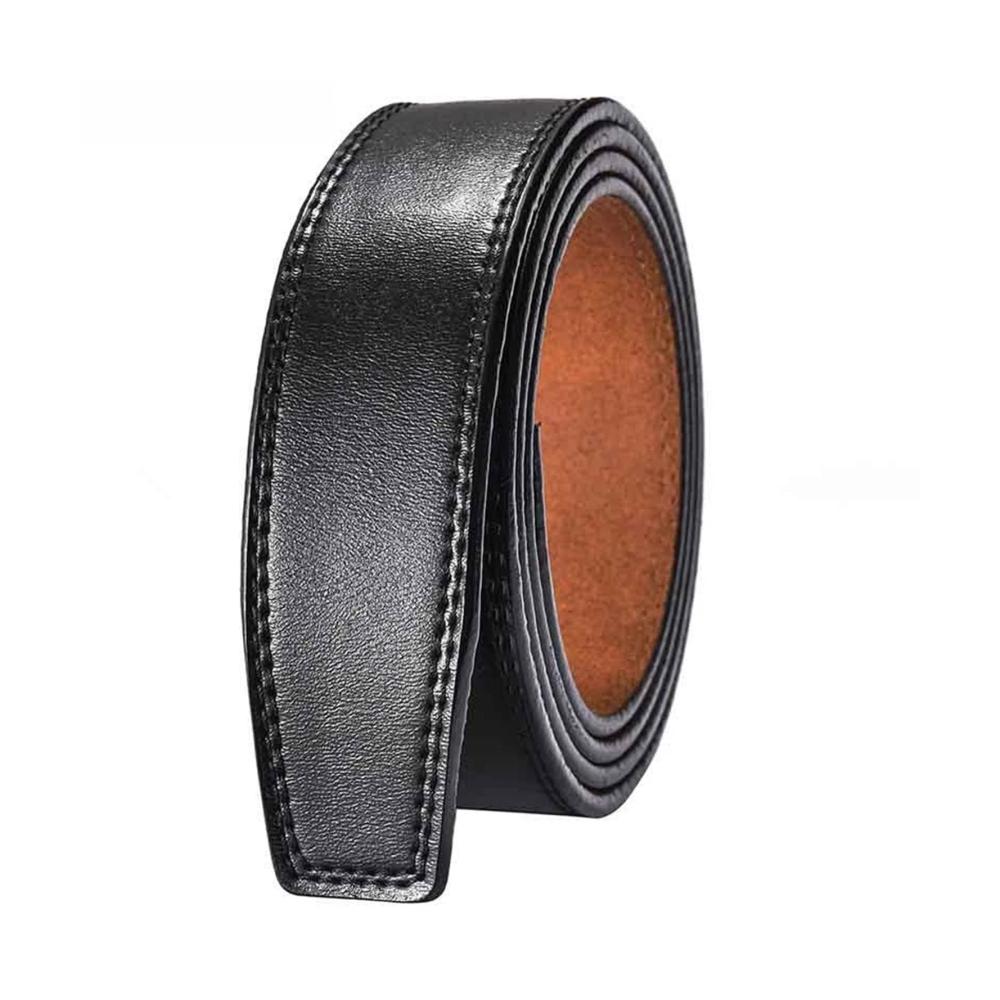 Herren Ledergürtel - Klassischer 35 cm breiter Gürtel ohne automatische Schnalle in Kaffeebraun (Größe 90cm