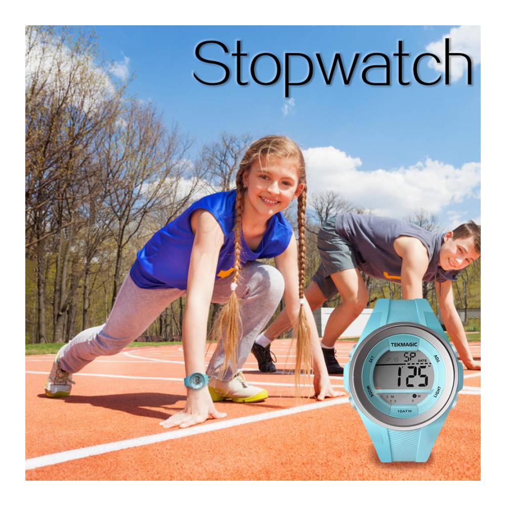 10 ATM wasserdichte Armbanduhr für Jungen und Mädchen - ideal zum Tauchen und Schwimmen mit Stoppuhr Chronograph Wecker und doppelter Zeitzonen-Anzeige - Wählbares 12/24-Stunden-Format
